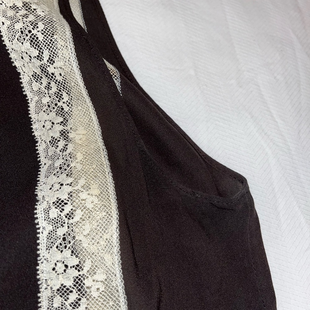 Dolce & Gabbana silk brown blouse vintage with cream lace detail. Size 42/M - Picture 8 of 14